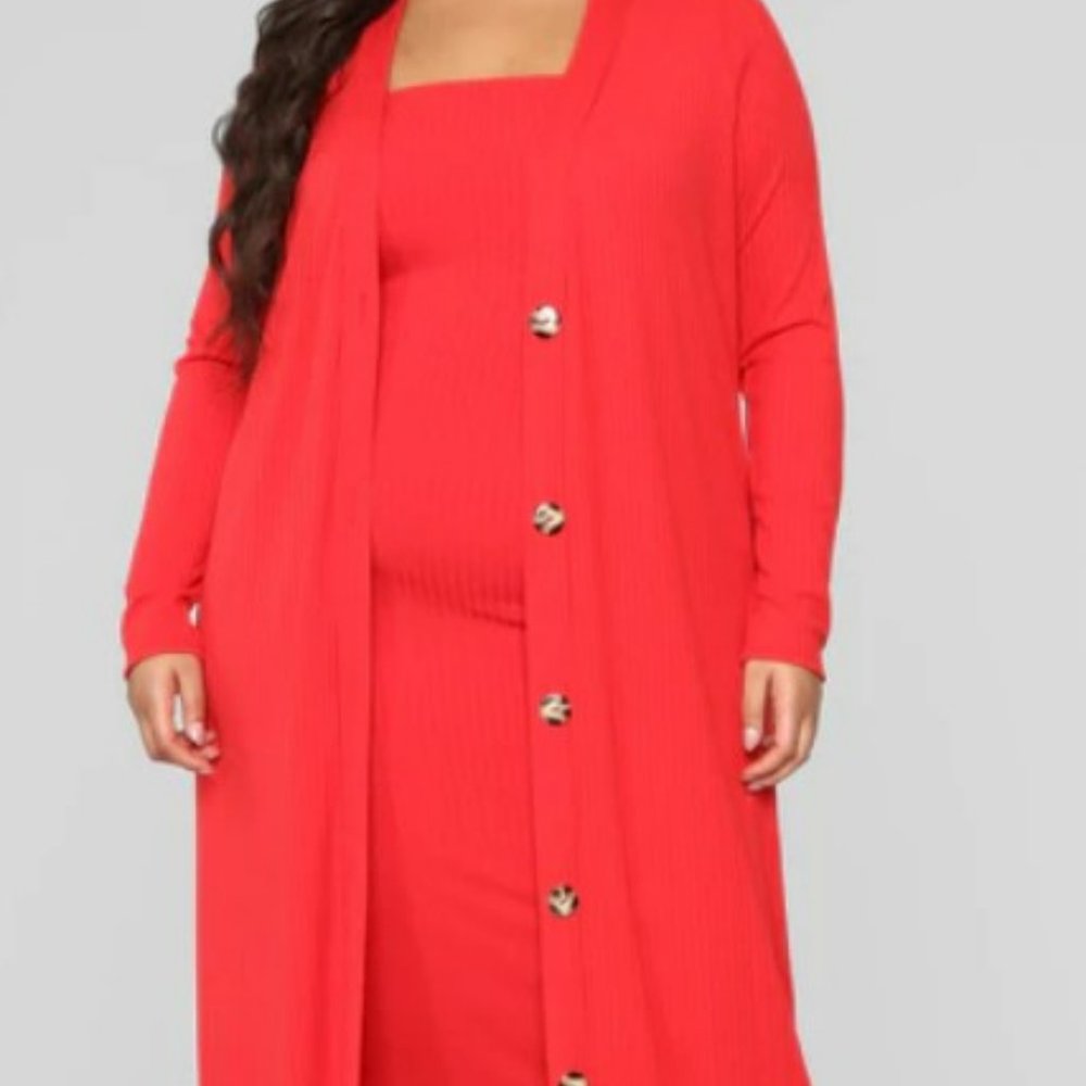 Two Piece Strapless Dress and Duster-Cardigan